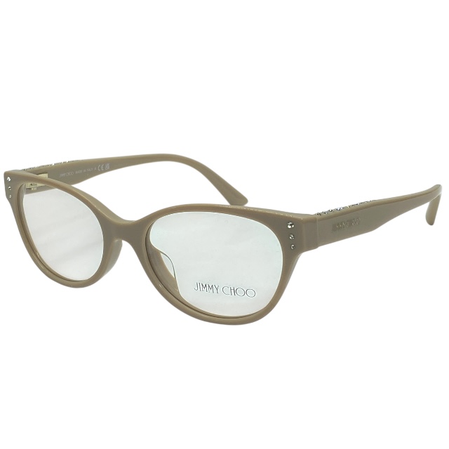 ジミーチュウ JC 3003BU 5015 52□17 140 眼鏡 メガネ アイウェア ラインストーン ロゴ ベージュ JIMMY CHOO