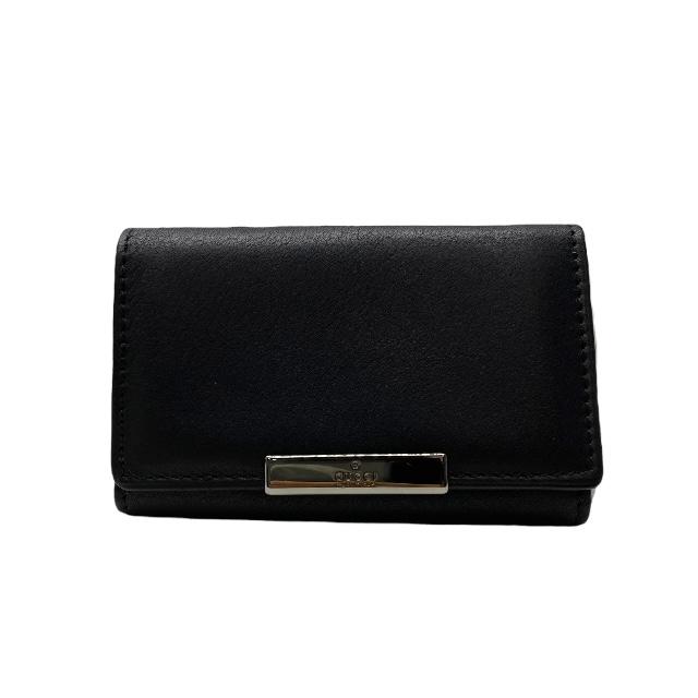 美品 グッチ 6連 キーケース キーリング レザー ブラックGUCCI