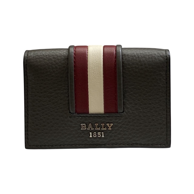 バリー カードケース カードホルダー パスケース 名刺入れ 二つ折り レザー ブラウン レッド ロゴ BALLY