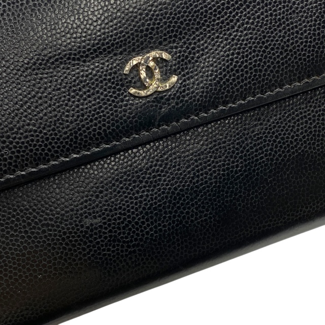 シャネル セブルガ 二つ折り 長財布 財布 ロングウォレット ココマーク キャビアスキン レザー ブラック CHANEL_4