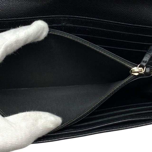 シャネル セブルガ 二つ折り 長財布 財布 ロングウォレット ココマーク キャビアスキン レザー ブラック CHANEL_7