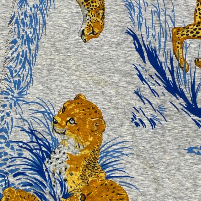 エルメス Guepards スカーフ カレ ヒョウ チーター 正方形 110×110cm タグ付き コットン ライトグレー オレンジ ブルー HERMES