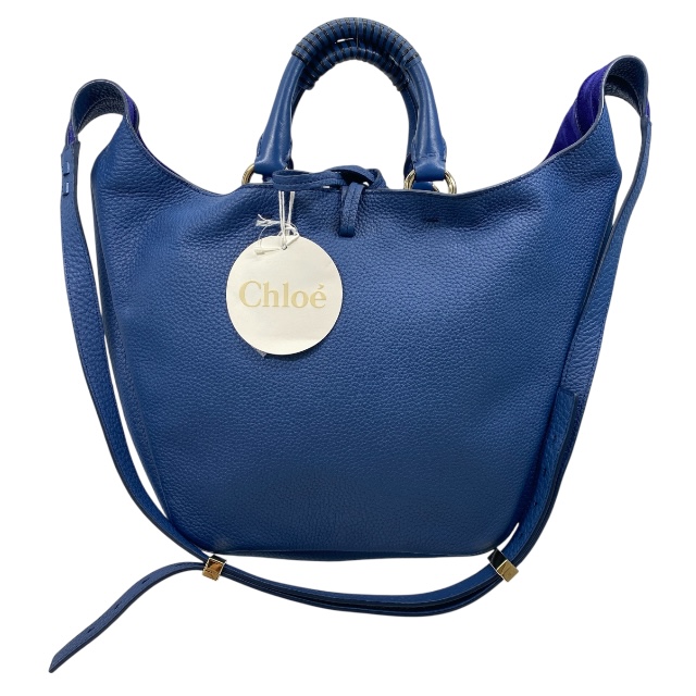 クロエ CHC23SS253J2947 2way ハンドバッグ ショルダーバッグ トートバッグ 斜め掛け ロゴ レザー ネイビー Chloe