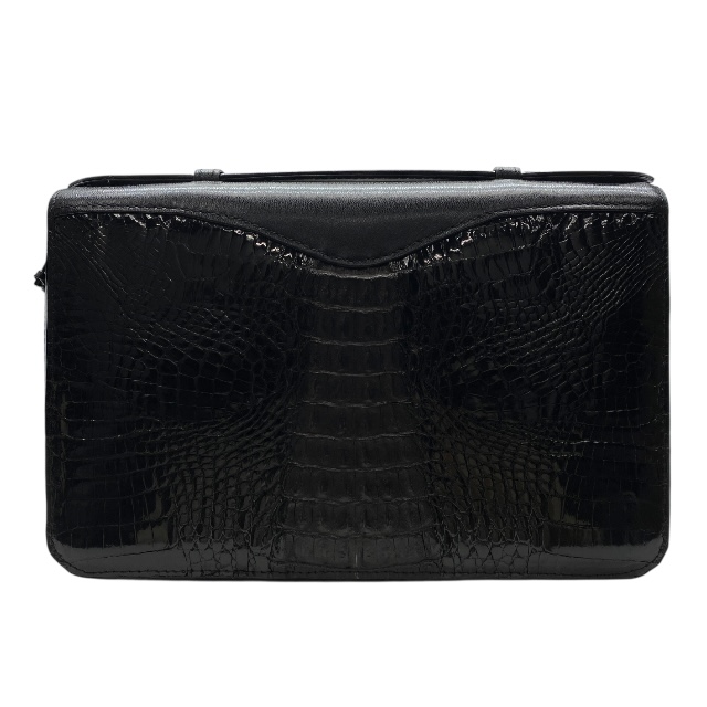 GENUINE CROCODILE SKIN クロコダイル セカンドバッグ クラッチバッグ オーガナイザー 財布 長財布 大容量 ブラック レザー