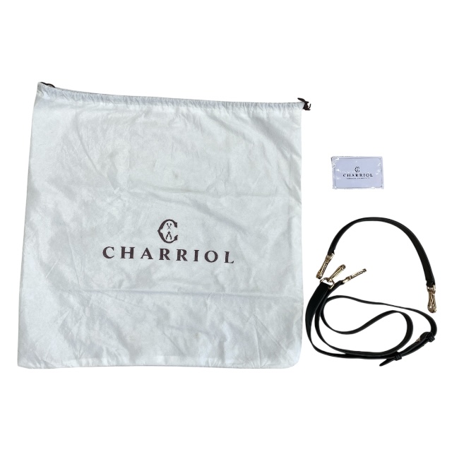 希少 シャリオール 2way ショルダーバッグ ハンドバッグ ロゴ ダーク グリーン ブラック レザー CHARRIOL_8