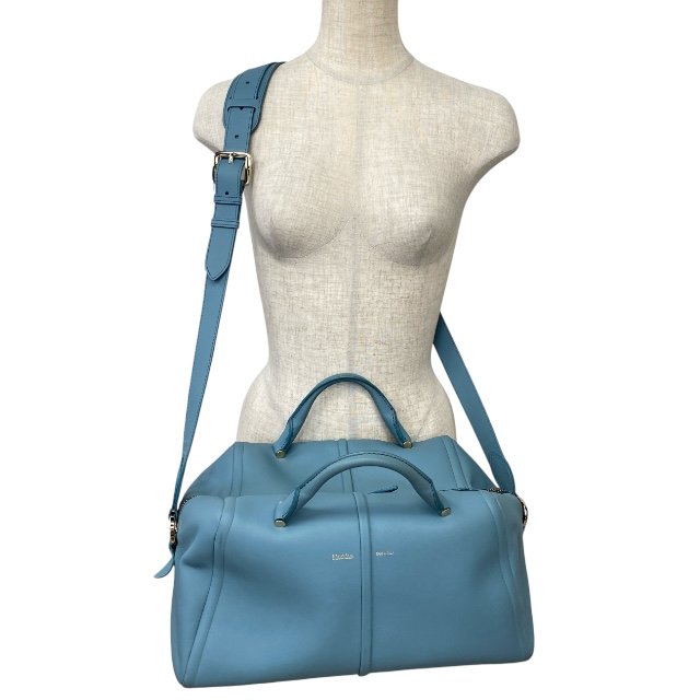 マックスマーラ エルサ 2WAY ボストンバッグ ハンドバッグ ショルダーバッグ 肩掛け レザー ライトブルー MaxMara_9