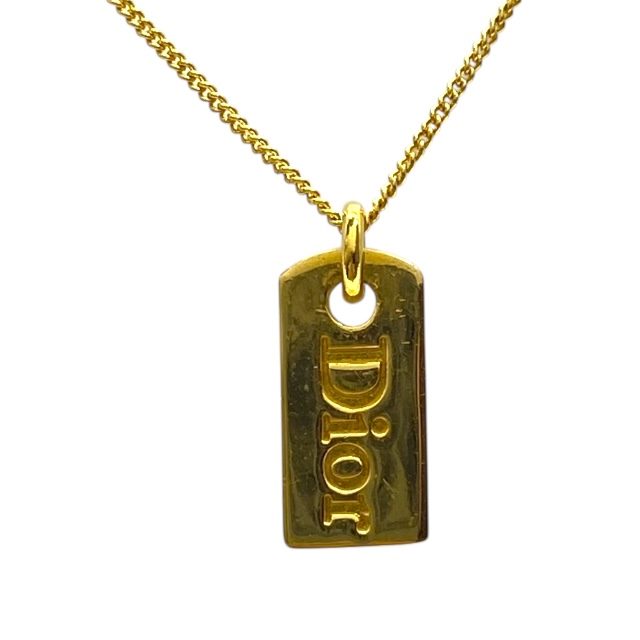 ディオール ネックレス ペンダント アクセサリー ヴィンテージ ロゴ プレート ゴールド GP Christian Dior レディース 女性 メンズ 男性 ユニセックス ギフト プレゼント バッグ カバン 財布 小物 ジュエリー アクセサリー