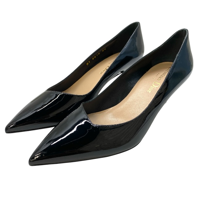 クリスチャンディオール MT0218 パンプス ヒール ブラック エナメル パテント レザー Christian Dior [34(約21cm)]正規品 安心品質 レディース ブランドシューズ 高級感 フォーマル エレガント パーティー おしゃれ