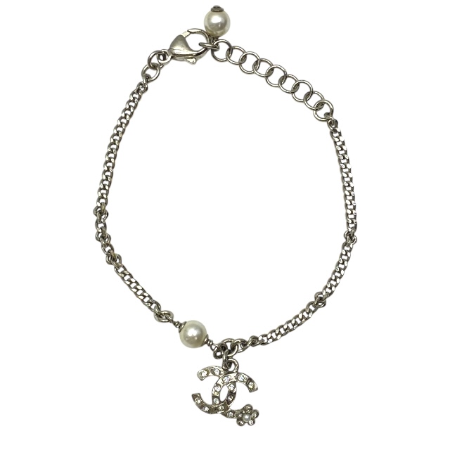 シャネル ブレスレット C21B ココマーク アクセサリー ジュエリー フェイクパール ラインストーン シルバー CHANEL レディース 高級感 上品デザイン 人気モデル