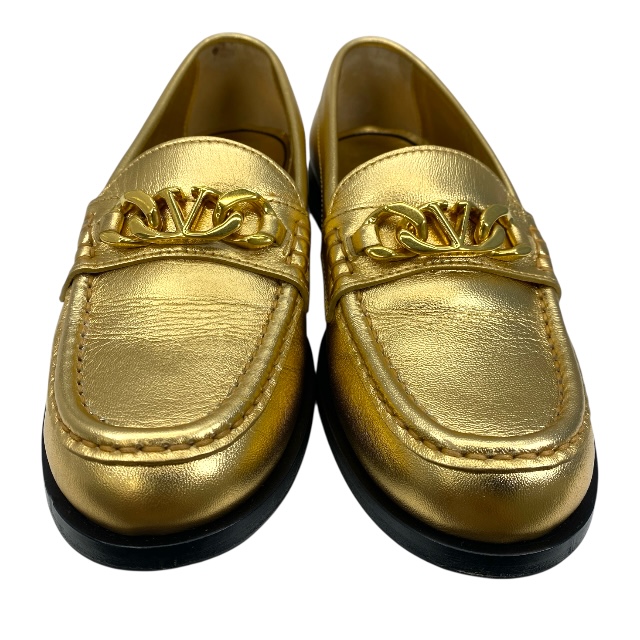 ヴァレンティノ 1W2S0EQ6AQD ロゴビット ローファー スリッポン ロゴ レザー ゴールド [サイズ 35(約22cm)] VALENTINO GARAVAN レディース 美品 正規品 上品な印象 高級感あるデザイン_1