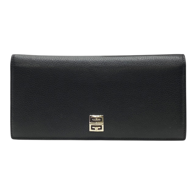 ジバンシー BK6098K18A 001 財布 二つ折り 長財布 ロングウォレット 4G ロゴ メタルプレート レザー ブラック GIVENCHY メンズ向け洗練フォルム 正規品の上質ウォレット