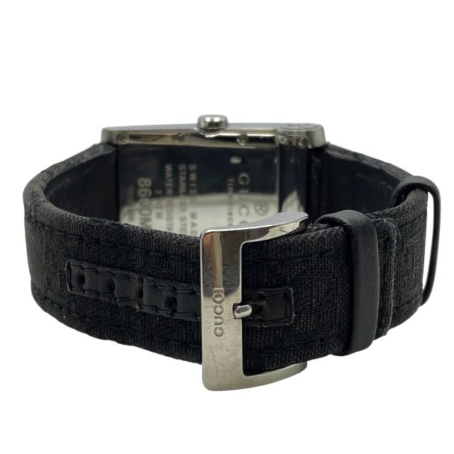 稼働品 グッチ 8600M クォーツ 腕時計 30m防水 ブラック シルバー GG柄
