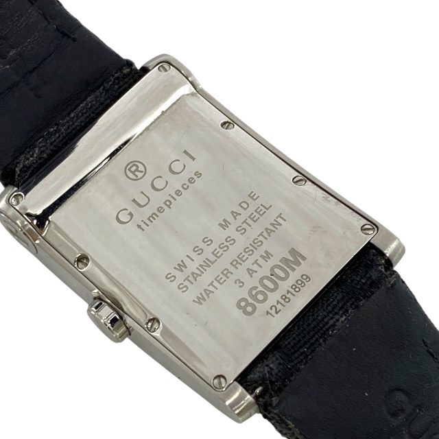 稼働品 グッチ 8600M クォーツ 腕時計 30m防水 ブラック シルバー GG柄
