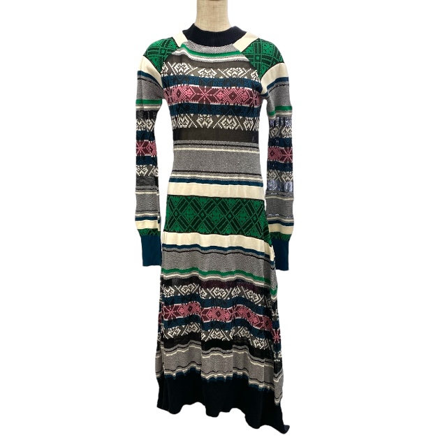 サカイ 22-05996 22SS RugJacquardKnitDress ラグジャカードニット ミディ ドレス ワンピース マルチカラー [サイズ1] sacai レディース 人気 定番 高級感 華やか 個性