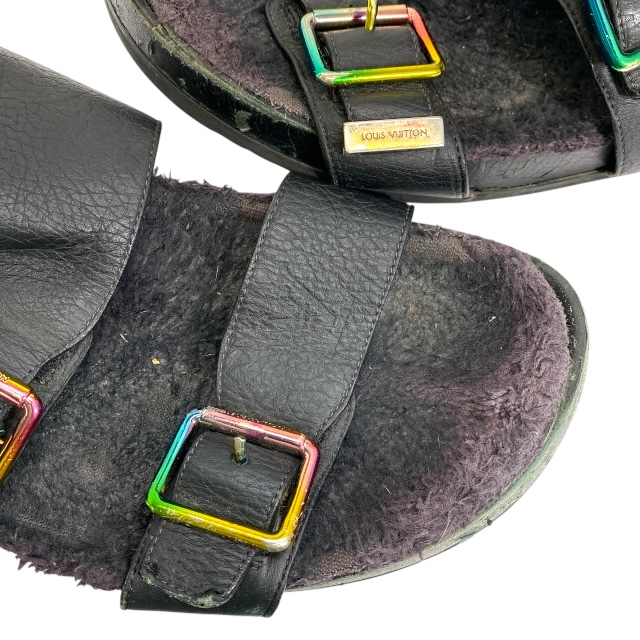 ルイ ヴィトン FD0199 ミラボーライン ファー サンダル モノグラム アンプラント レザー ブラック LVロゴ LOUIS VUITTON メンズ 人気 定番 高級感 上品 エレガント_8