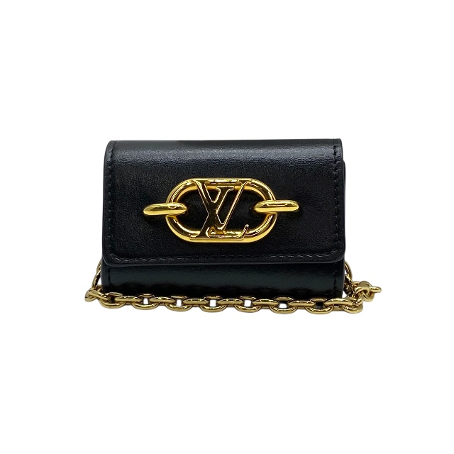 ルイヴィトン M00829 ビジュー サック イヤホンホルダー LV リンク イヤホンケース ブラック ゴールド チェーン LOUIS VUITTON ユニセックス 人気 定番 高級感 上品 モード