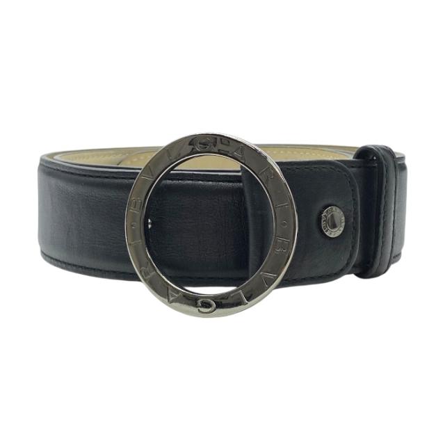 BVLGARI サークルロゴ ブラック レザー ベルト 8316 BVLGARIブルガリ