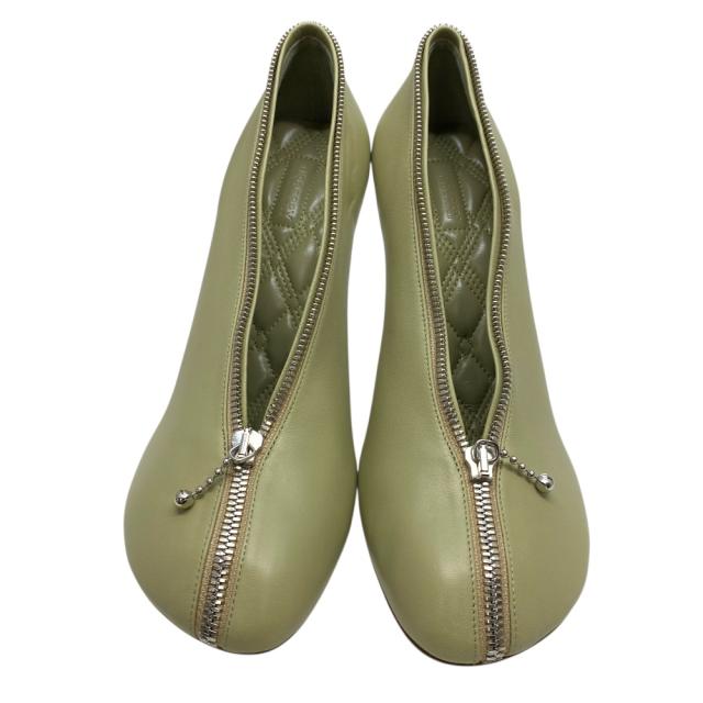 未使用 バーバリー ダニエル リー Baby Zip 100mm レザー パンプス ベイビージップ ヒール ライトグリーン [サイズ38(約25cm)] BURBERRY レディース 人気 定番 上品 高級感 エレガント