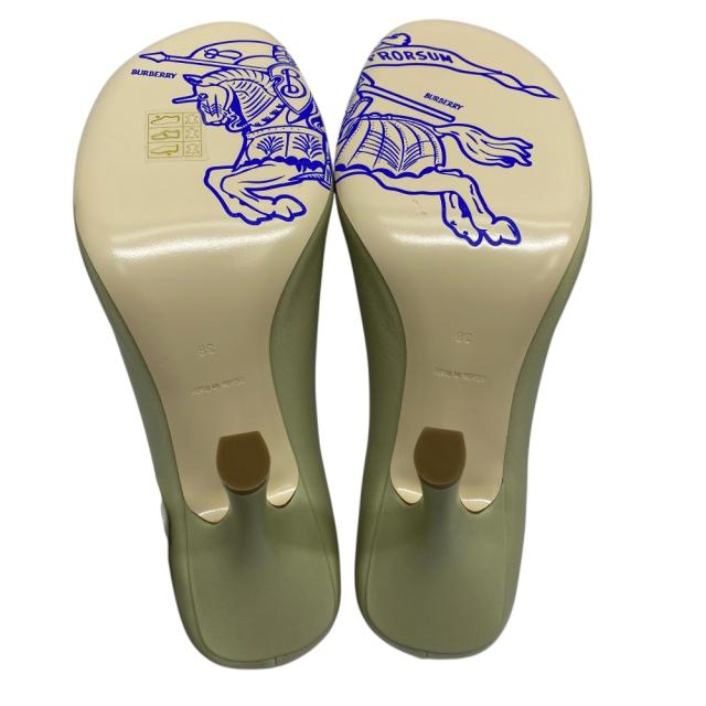 未使用 バーバリー ダニエル リー Baby Zip 100mm レザー パンプス ベイビージップ ヒール ライトグリーン [サイズ38(約25cm)] BURBERRY レディース 人気 定番 上品 高級感 エレガント