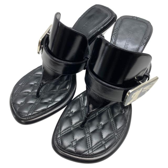 バーバリー ベイヒール サンダル ハイヒール キルティング レザー ヒール ブラック [サイズ37(約24cm)] BURBERRY レディース 人気 定番 上品 高級感 エレガント