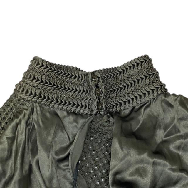 未使用 フェンディ シルクロンパース ミニワンピース ミニドレス バックオープン 編み地 カーキ FD8974 7DN FENDI[サイズ42] 正規品 立体デザイン 上品シルエット_5