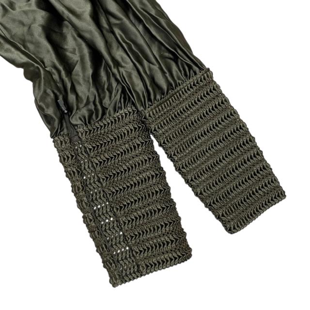 未使用 フェンディ シルクロンパース ミニワンピース ミニドレス バックオープン 編み地 カーキ FD8974 7DN FENDI[サイズ42] 正規品 立体デザイン 上品シルエット_7