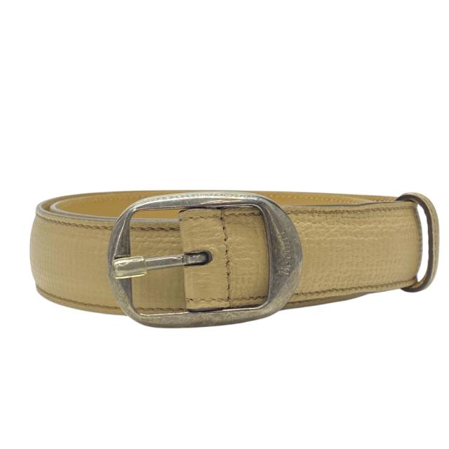 ベルルッティ なめし革 胴締め ロゴタイプ バックル ベージュ しろがね色 0133 Berluti[大きさ80/32] 定まり品 御膳上等感漂う窈窕たる絵図面の付属品 メンズ向け