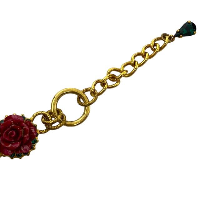 ドルチェ＆ガッバーナ ブレスレット ハート 薔薇 DGロゴ チェーン ラインストーン アクセサリー ゴールド レッド DOLCE&amp;GABBANA リユース 上品な輝きの装飾が魅力の手元映えデザイン_2
