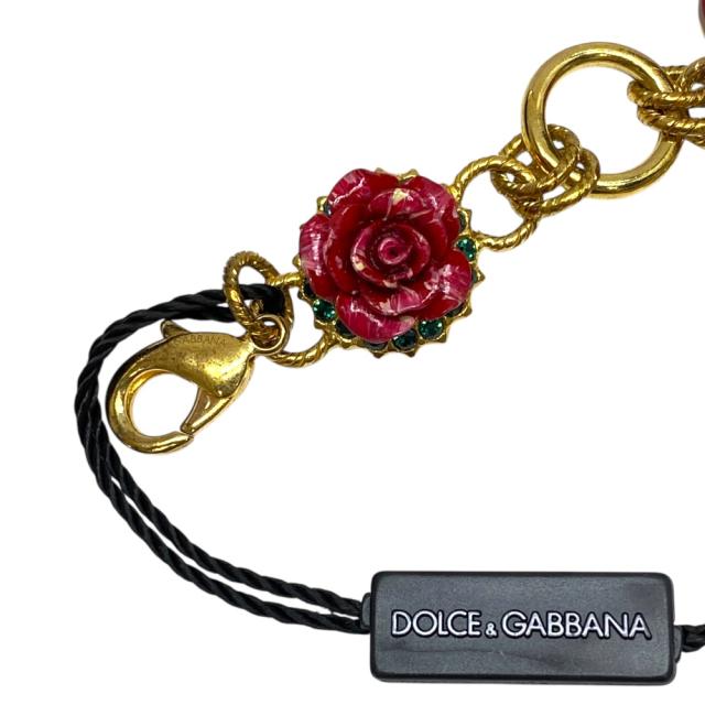 ドルチェ＆ガッバーナ ブレスレット ハート 薔薇 DGロゴ チェーン ラインストーン アクセサリー ゴールド レッド DOLCE&amp;GABBANA リユース 上品な輝きの装飾が魅力の手元映えデザイン_4
