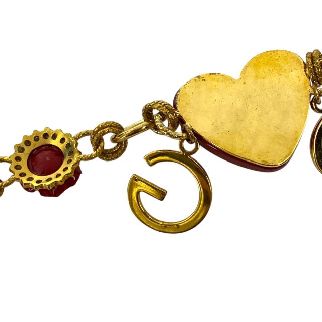 ドルチェ＆ガッバーナ ブレスレット ハート 薔薇 DGロゴ チェーン ラインストーン アクセサリー ゴールド レッド DOLCE&amp;GABBANA リユース 上品な輝きの装飾が魅力の手元映えデザイン_6