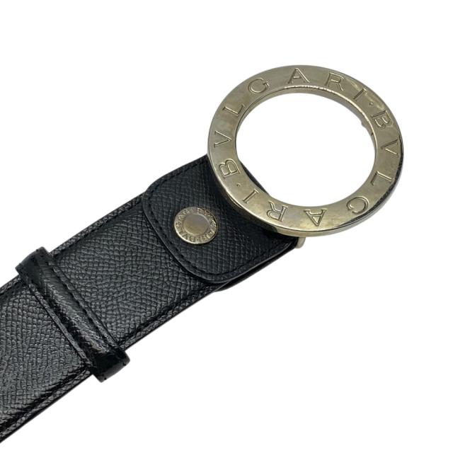 BVLGARI ブラック ベルト 105/42 ブルガリ ブルガリブルガリ ベルト ラウンド ロゴ バックル レザー