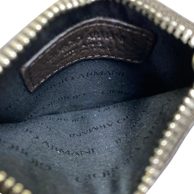 未使用 ジョルジオ アルマーニ レザー ジップ フラグメントケース カードケース コインケース ダークブラウン Y2R547YQA9E GIORGIO ARMANI 正規品 安心品質 洗練 デザイン_7