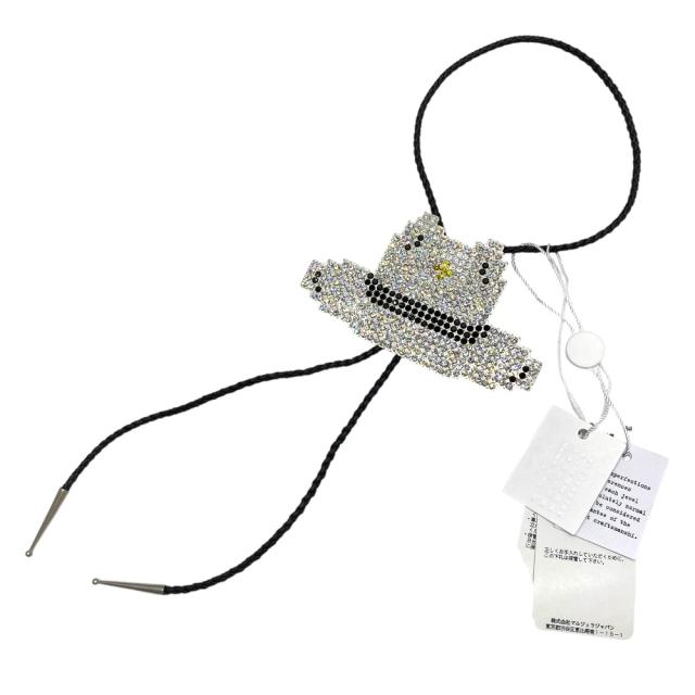 新品 メゾンマルジェラ ブラッククリスタル カウボーイハット ネックレス 編み込み レザー クリスタル SM2UU0014 Maison Margiela 正規品 安心品質 ブランド保証 個性派 デザイン性 高級感