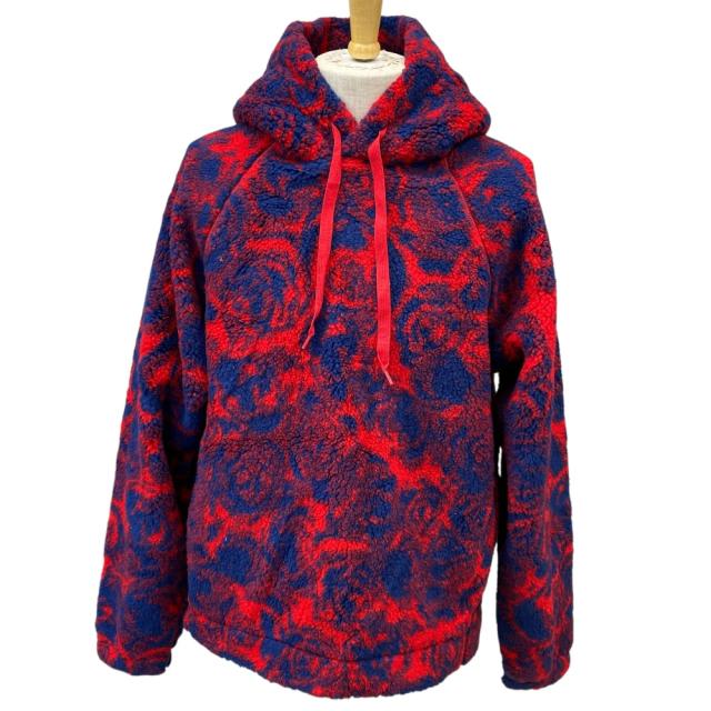 未使用 バーバリー アブストラクト ボア パーカー レッド ネイビー ポリエステル 24SS 8077521 BURBERRY メンズ 未使用 上質 抽象柄 季節感 トレンド感 軽やか
