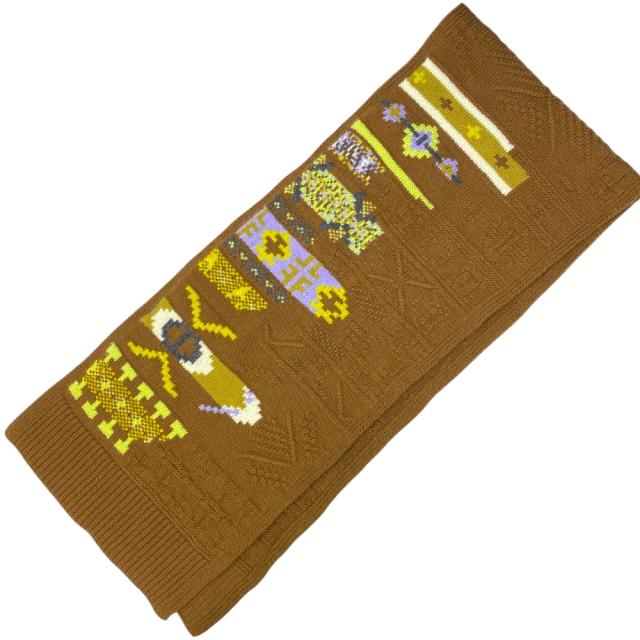 エルメス クルール・アン・クール マフラー ストール モダン ニット ブラウン イエロー 茶 HERMES 洗練 上品 季節感 定番 高級感 スタイリング 汎用性 27,000円