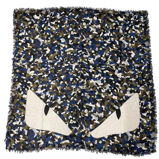 フェンディ バグズ モンスター スカーフ ストール 大判 カモフラ シルク ロゴ 総柄 マルチカラー 62142000 FENDI 個性 洗練 存在感 アート
