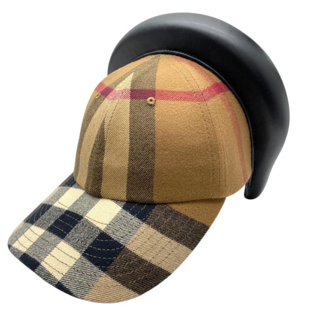 未使用 バーバリー ヘッドバンド付き ベースボールキャップ キャップ 帽子 チェック ブラウン ブラック 8060168 BURBERRY[サイズ59] 洗練 上品 定番 デザイン