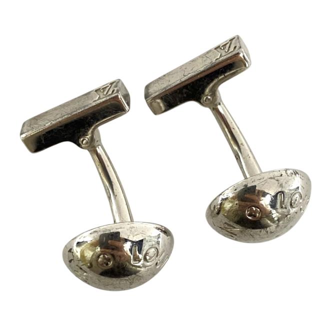 ルイヴィトン カフス ブトン ドゥ マンシェット クルー カフスボタン アクセサリー 小物 ロゴ SV925 シルバー ダミエケース付き LOUIS VUITTON フォーマル ビジネス 上品 洗練_6