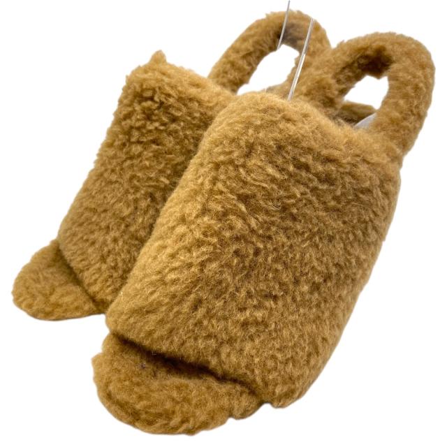 マックスマーラ サンダル ヒール シューズ テディベアファブリック ブラウン [サイズ 37(約23.5cm)] Max Mara 上品 エレガント 女性らしい きれいめ 洗練 デザイン性 存在感 高級感 コーデ 主役
