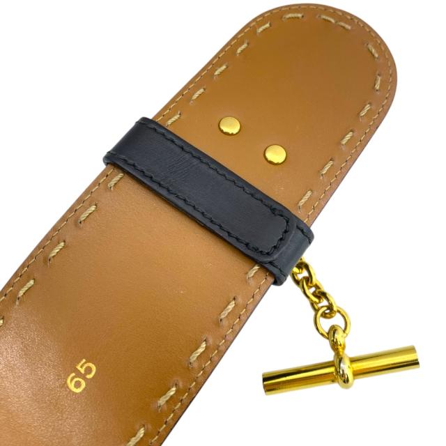 セリーヌ マンテルチェーンベルト アクセサリー チェーン ターンロック レザー ブラック ゴールド金具 [サイズ65] CELINE コーデ アクセント 上品 洗練 高級感 定番 存在感_8