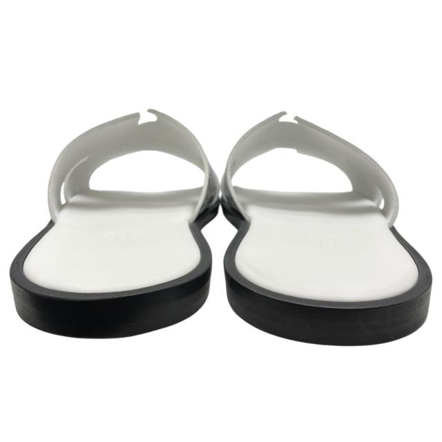 未使用 エルメス イズミール サンダル グラフ エルメス ホワイト ブラック レザー HERMES [サイズ40 約25cm] 上品 定番 実用性_3