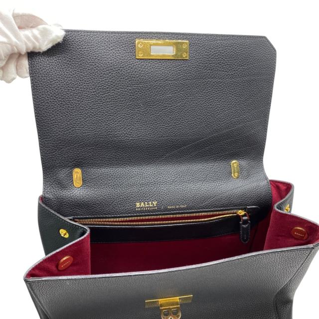 バリー Bターンロック ハンドバッグ ワンハンドル Bロゴ レザー ブラック ゴールド BALLY 通勤 フォーマル エレガント 洗練 上質感 定番_6