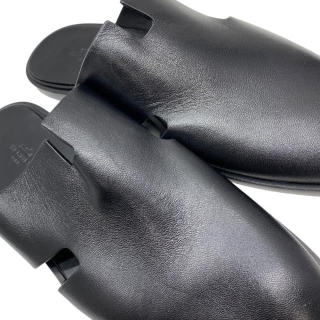エルメス Hモチーフ ミュール サンダル スリッパ ラット シューズ ブラック レザー FA221839ZH2110 HERMES [サイズ42 約27cm] [サイズ42 約27cm] タウンユース リゾート 洗練 上質感 定番_5
