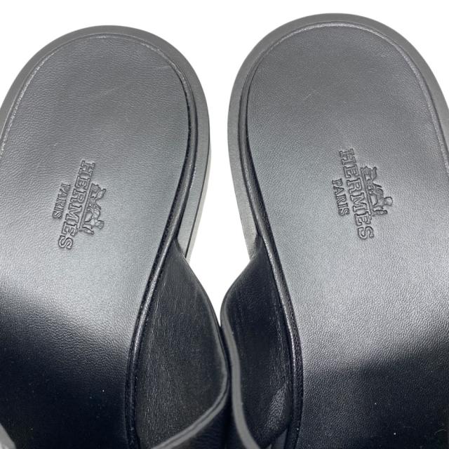 エルメス Hモチーフ ミュール サンダル スリッパ ラット シューズ ブラック レザー FA221839ZH2110 HERMES [サイズ42 約27cm] [サイズ42 約27cm] タウンユース リゾート 洗練 上質感 定番_7