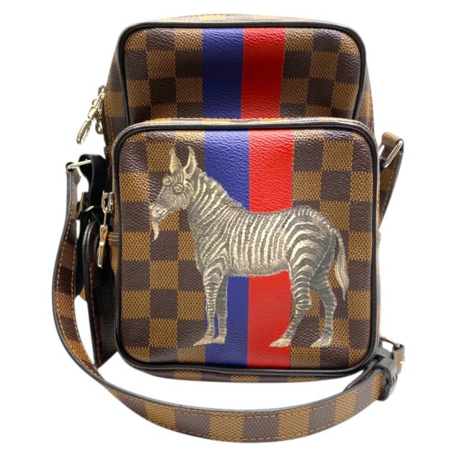 ルイヴィトン ダミエ チャップマン アマゾン ショルダーバッグ クロスボディバッグ シマウマ zebra レザー ブラウン系 N42703 LOUIS VUITTON 個性派 コレクション 限定感 高級感 主役級 洗練 スタイルアクセント