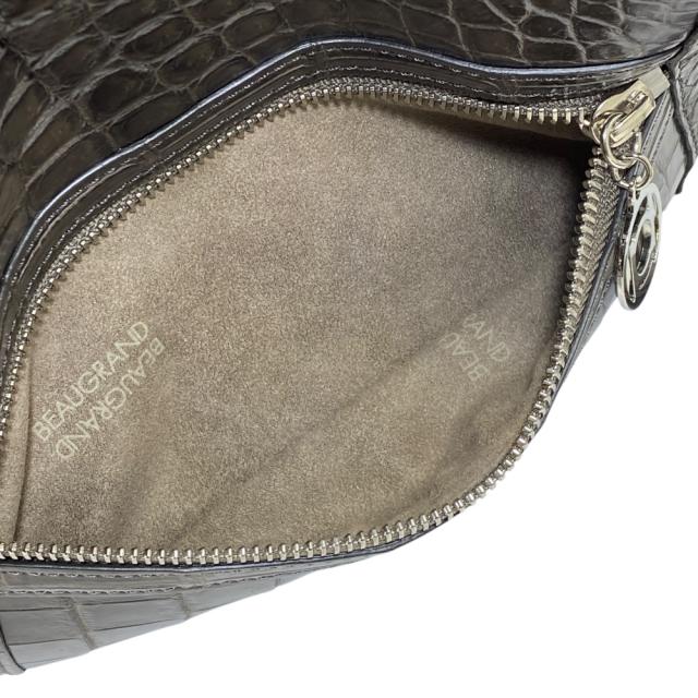 ボーグラン JRA 認定 2way ハンドバッグ ショルダーバッグ クロスショルダー クロコダイル レザー ブラウン BEAUGRAND 洗練 上品 高級感 エレガント ラグジュアリー 重厚感 収納力 フォーマル デイリー 長期愛用_5