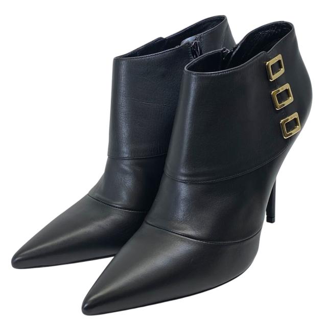 美品 ロジェヴィヴィエ バックル ショートブーツ アンクルブーツ ブーツ ブラック ゴールド レザー Roger Vivier [サイズ39(約26cm)] 洗練 上品 高級感 エレガント クラシック モダン 存在感 フォーマル カジュアル 長期愛用