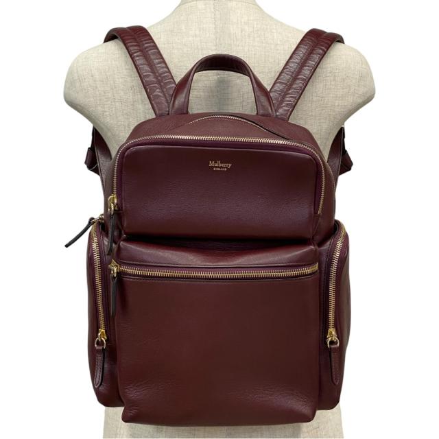 マルベリー レザー ジップ バックパック リュックサック ボルドー ゴールド ロゴ MULBERRY 洗練 上品 高級感 エレガント モダン スタイリッシュ 軽量 収納力 デイリー 旅行 長期愛用_8