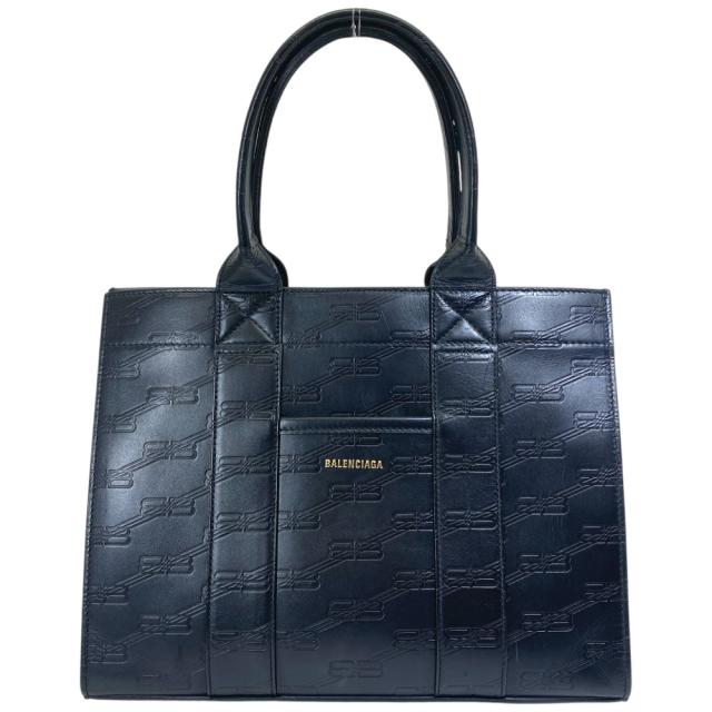 バレンシアガ BBモノグラム ハードウェア ハンドバッグ トートバッグ エンボス ロゴ レザー ブラック 714187 BALENCIAGA 高級感 洗練 上品 人気 トレンド デイリー ビジネス 実用性