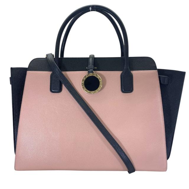 ブルガリ アルバ ハンドバッグ トートバッグ ショルダーバッグ 2way ロゴ レザー ベージュ ブラック BVLGARI 上品印象 きれいめコーデ 通勤対応 日常使い